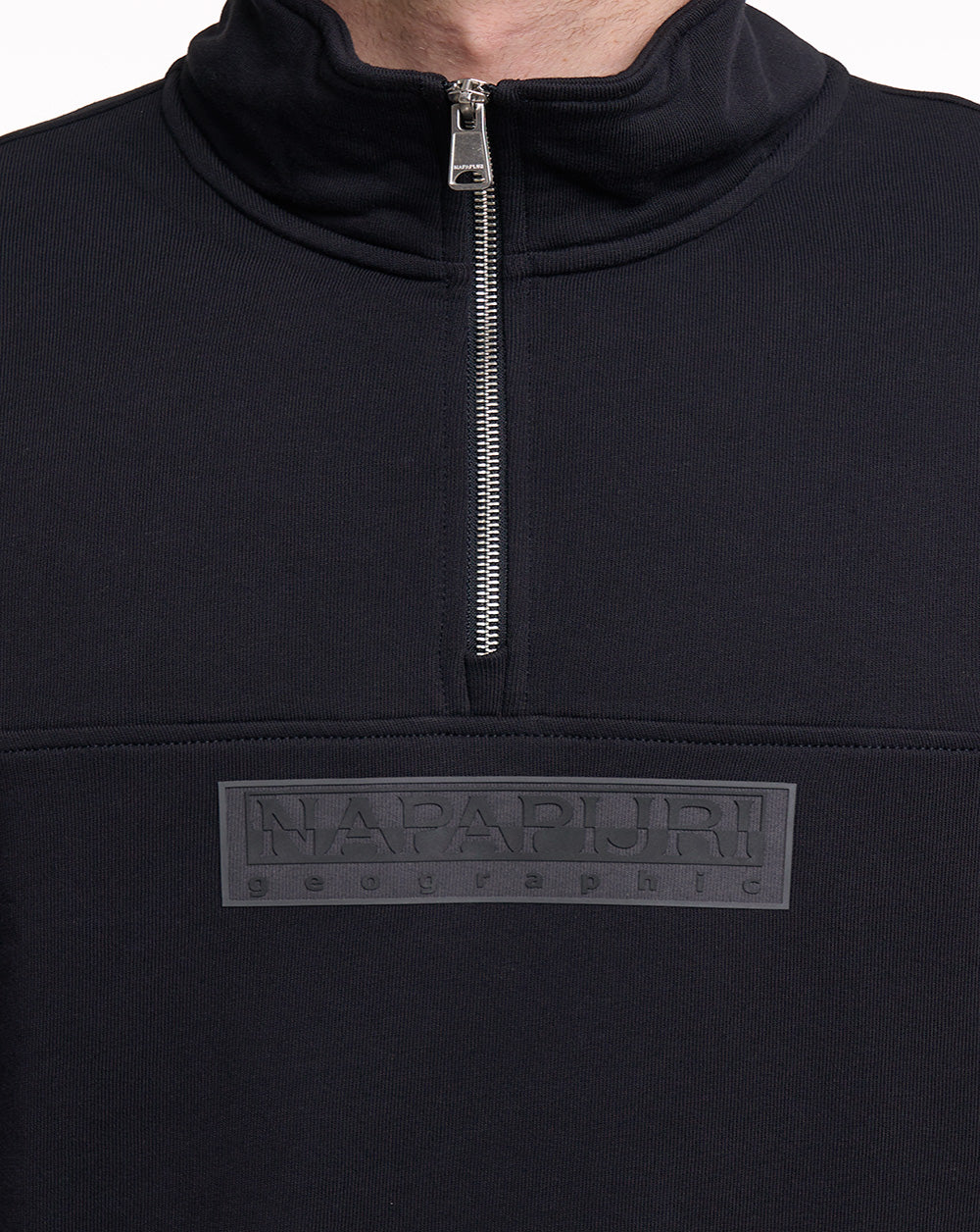 Napapijri Box Logo 1/4 Zip Sweatshirt Black