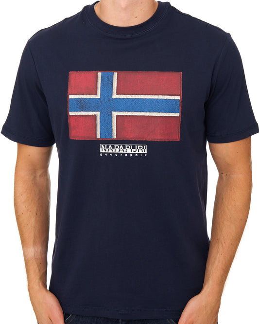 Napapijri Napapijri Tiki Flag T Shirt Blue Marine