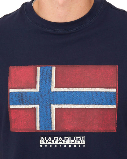 Napapijri Tiki Flag T Shirt Blue Marine