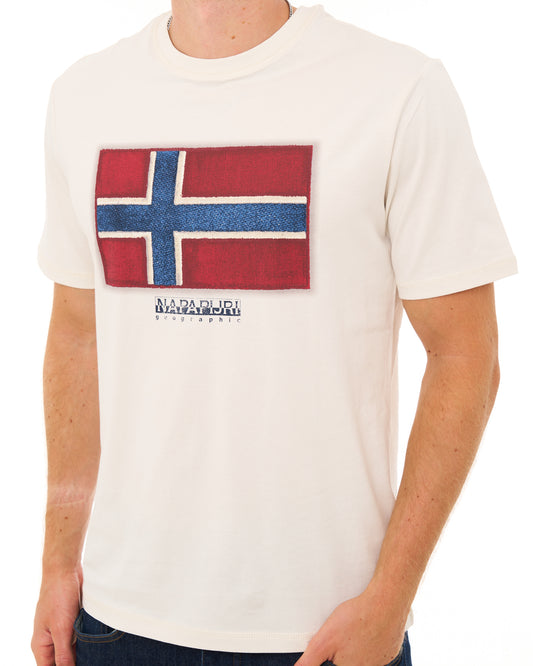 Napapijri Napapijri Tiki Flag T Shirt White Whisper