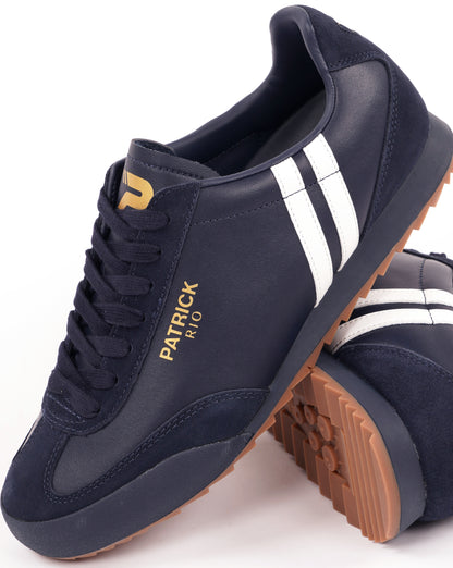 Patrick Rio Leather Trainers Navy/White