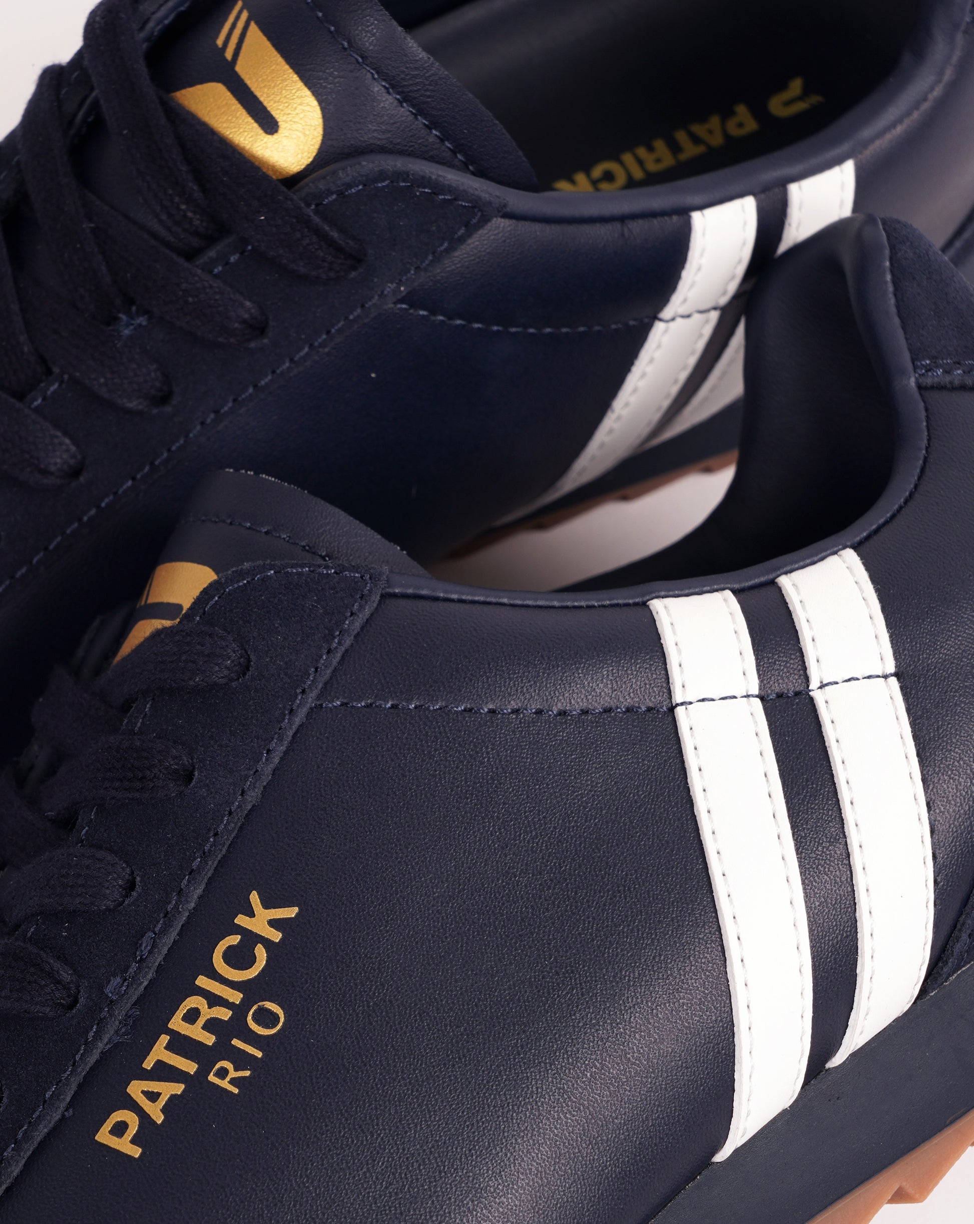 Patrick Rio Leather Trainers Navy/White