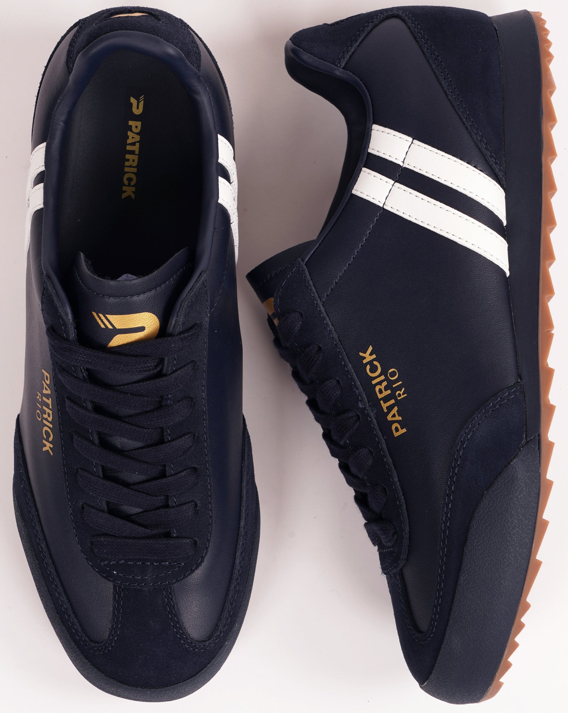 Patrick Rio Leather Trainers Navy/White