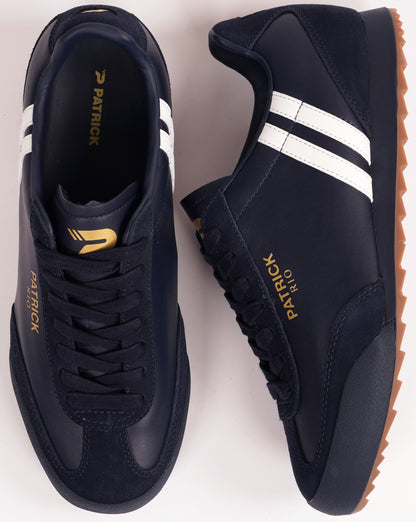 Patrick Rio Leather Trainers Navy/White