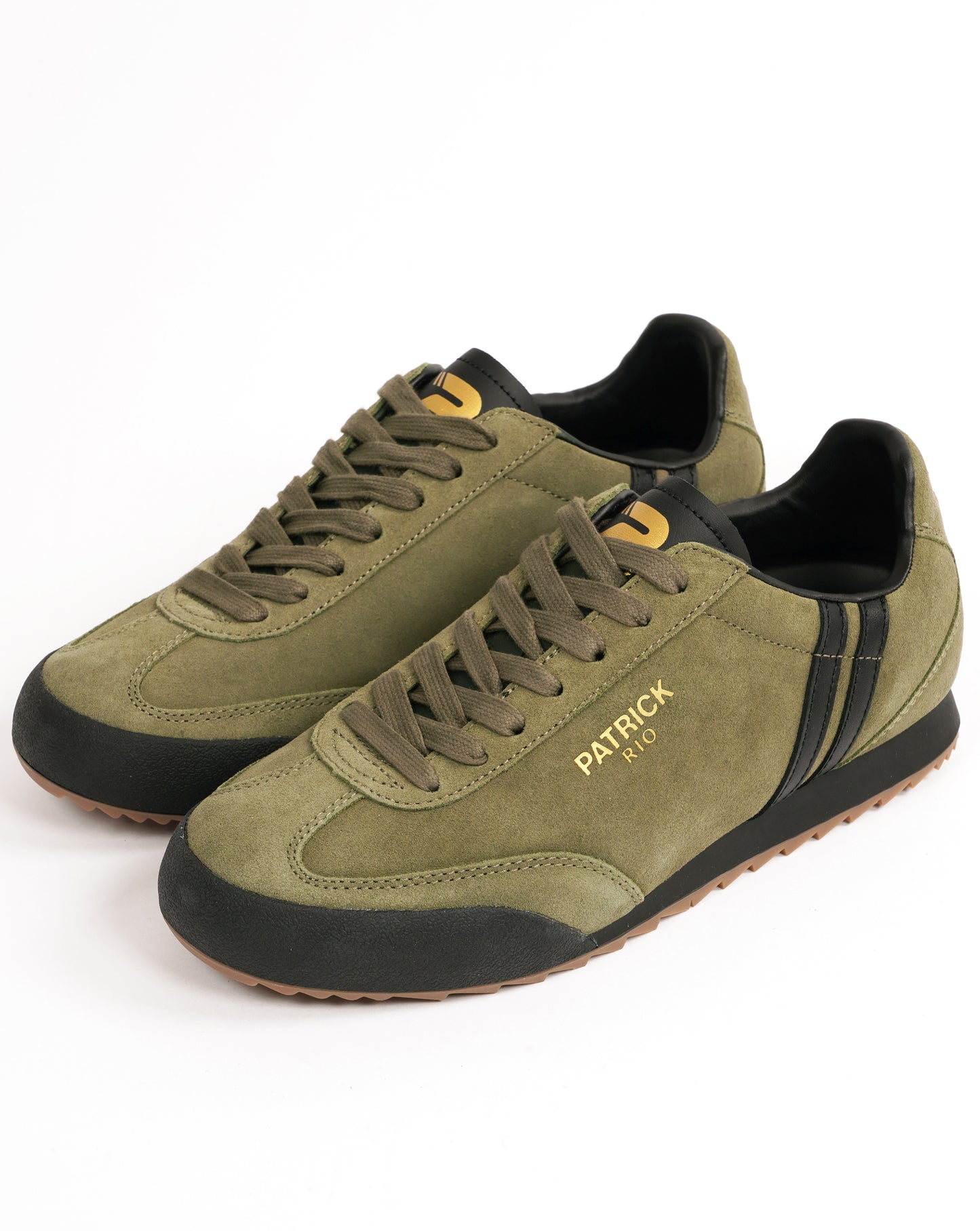 Patrick Rio Suede Trainers Olive Green/Black