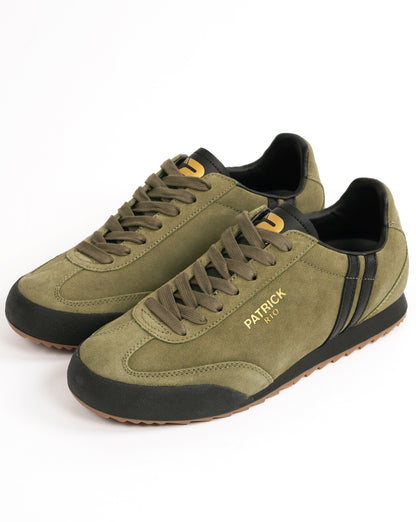 Patrick Rio Suede Trainers Olive Green/Black