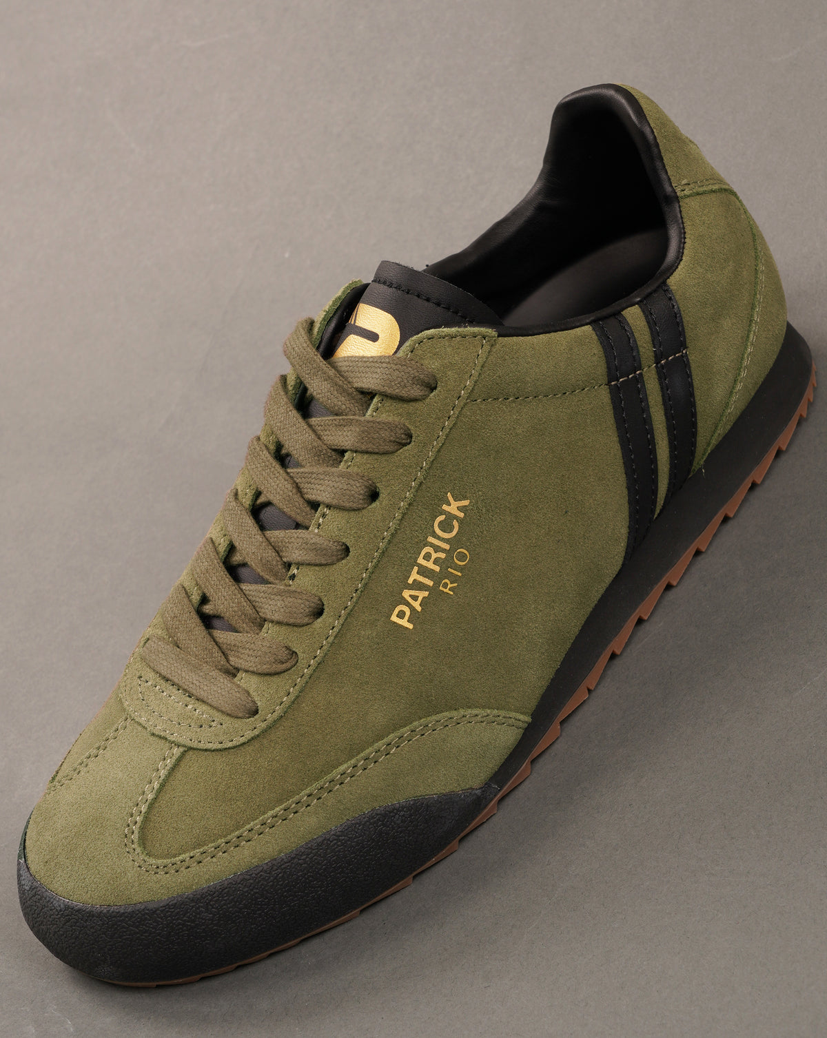 Patrick Rio Suede Trainers Olive Green/Black
