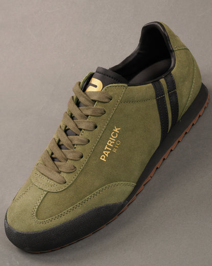 Patrick Rio Suede Trainers Olive Green/Black