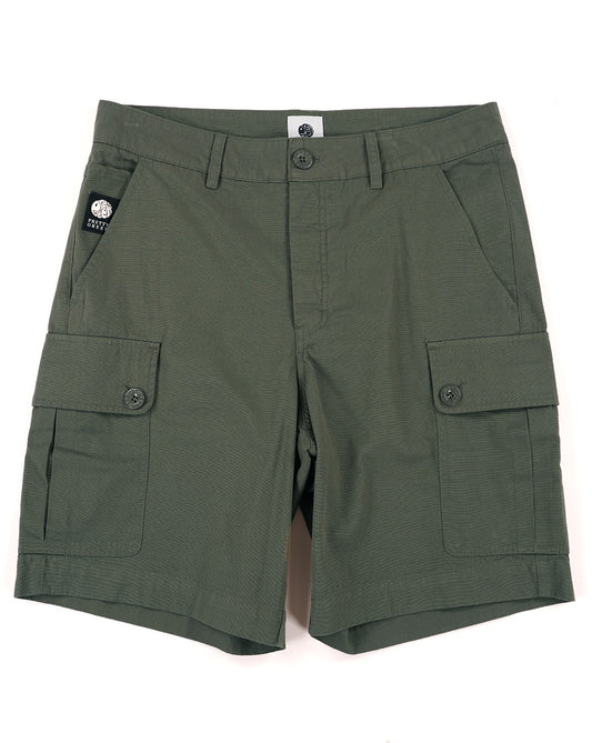 Pretty Green Hübsche grüne Bostall Cargo-Shorts, Dunkelgrün