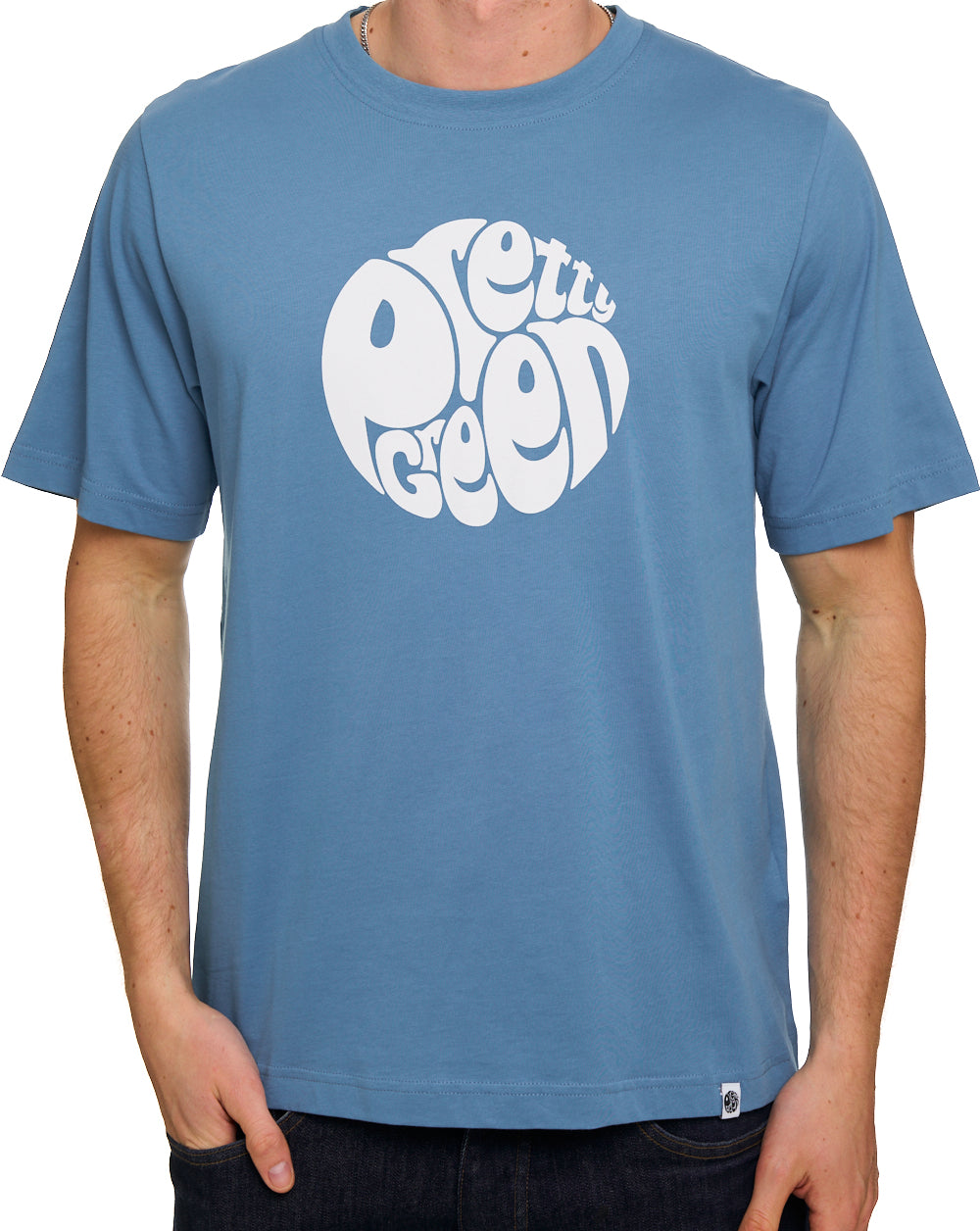 Hübsches grünes Gillespie-Logo-T-Shirt, blau/weiß