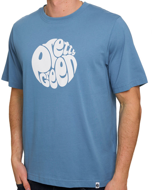 Pretty Green Hübsches grünes Gillespie-Logo-T-Shirt, blau/weiß