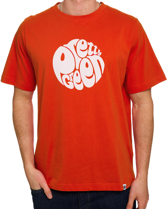 Pretty Green Hübsches grünes Gillespie-Logo-T-Shirt, leuchtend rot