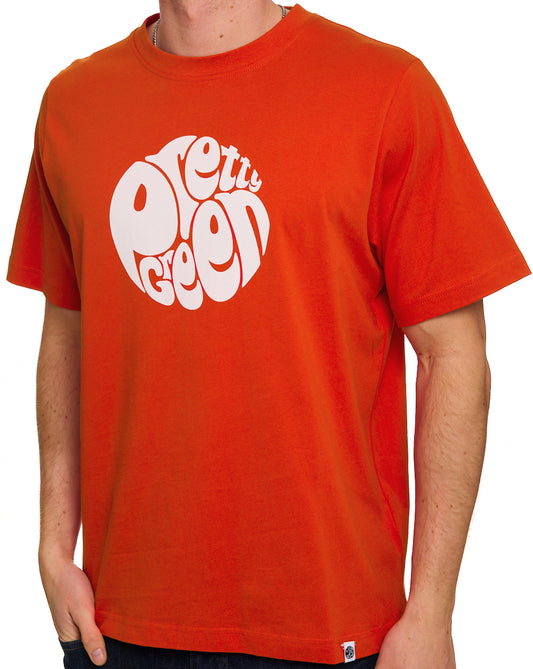 Pretty Green Hübsches grünes Gillespie-Logo-T-Shirt, leuchtend rot