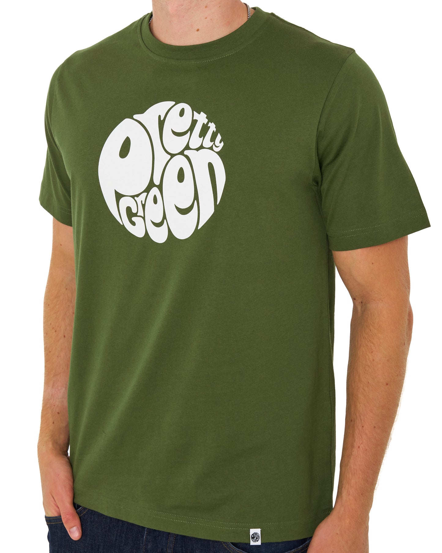 Pretty Green Gillespie Logo T Shirt Khaki Green