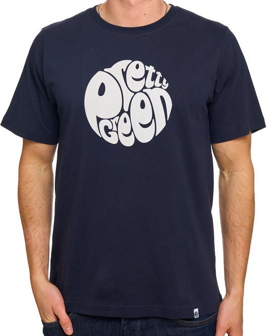 Pretty Green Pretty Green Gillespie Logo T-Shirt, Marineblau/Weiß