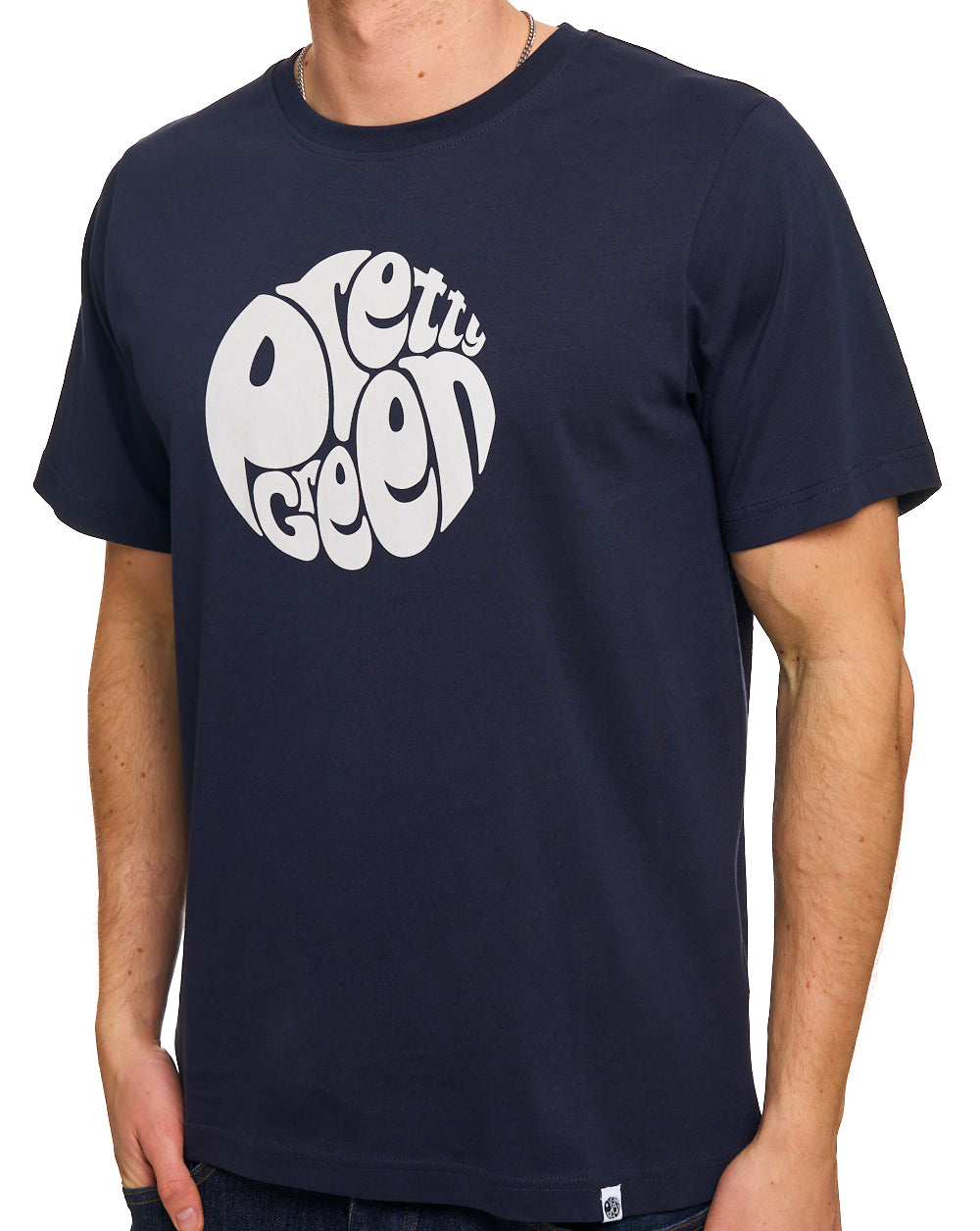 Pretty Green Gillespie Logo T-Shirt, Marineblau/Weiß