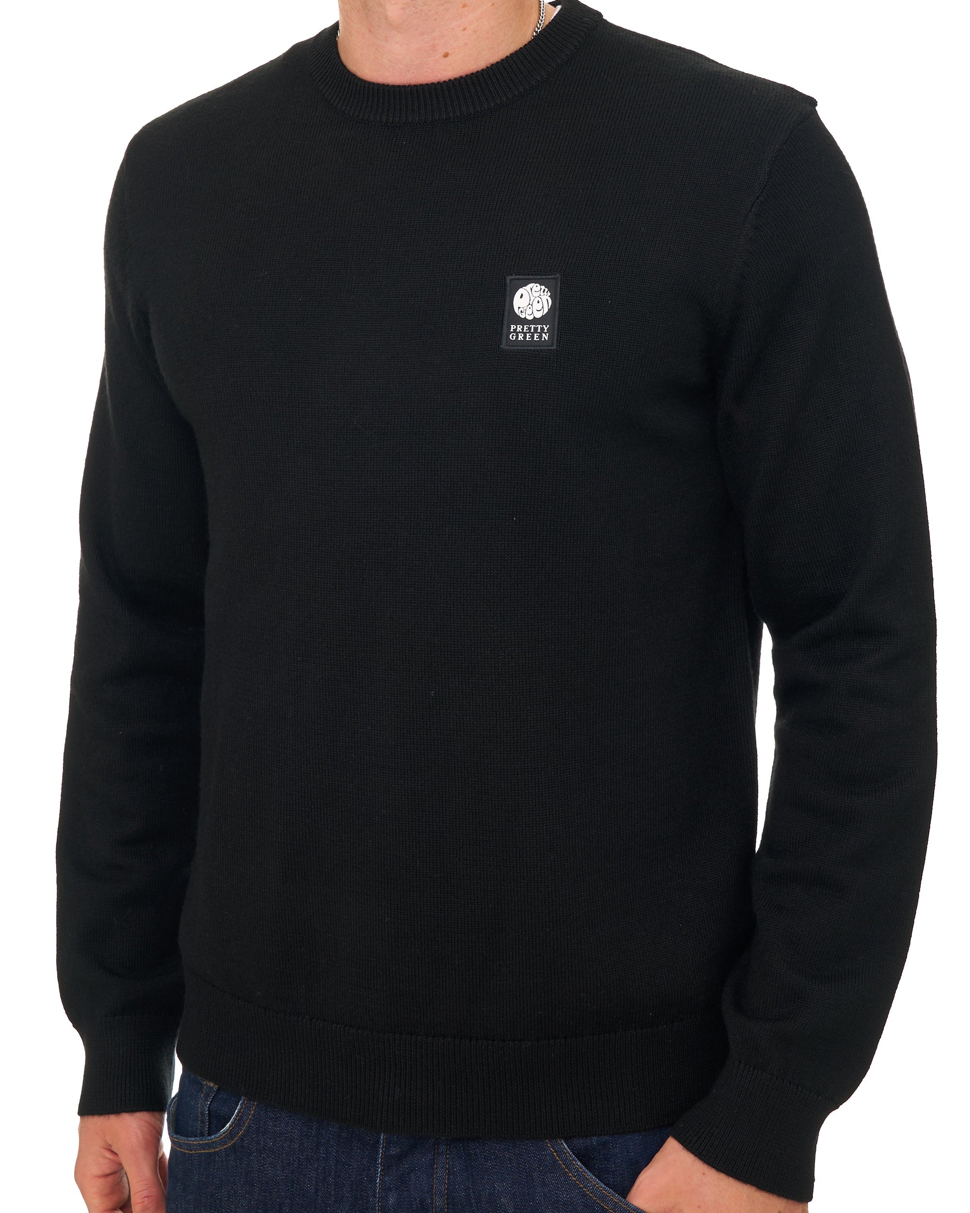 Pretty Green Merino Blend Crew Knit Black
