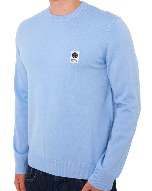 Pretty Green Pretty Green Merino Blend Crew Knit Sky Blue