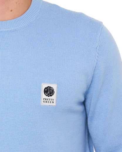 Pretty Green Merino Blend Crew Knit Sky Blue