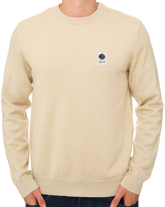 Pretty Green Pretty Green Merino Blend Crew Knit Stone