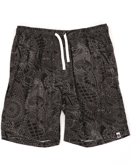 Pretty Green Resonance Linear Paisley Shorts Schwarz