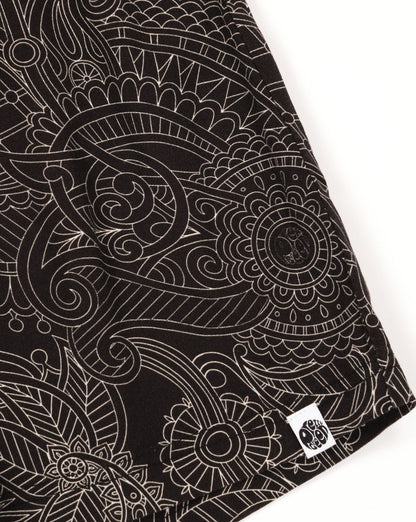 Pretty Green Resonance Linear Paisley Shorts Schwarz