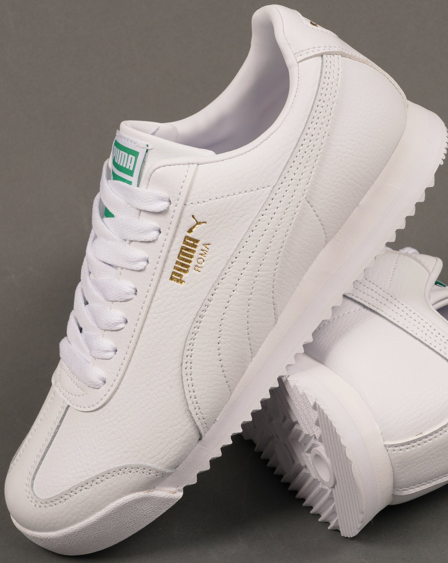 Puma Roma Leather Trainers White/Archive Green