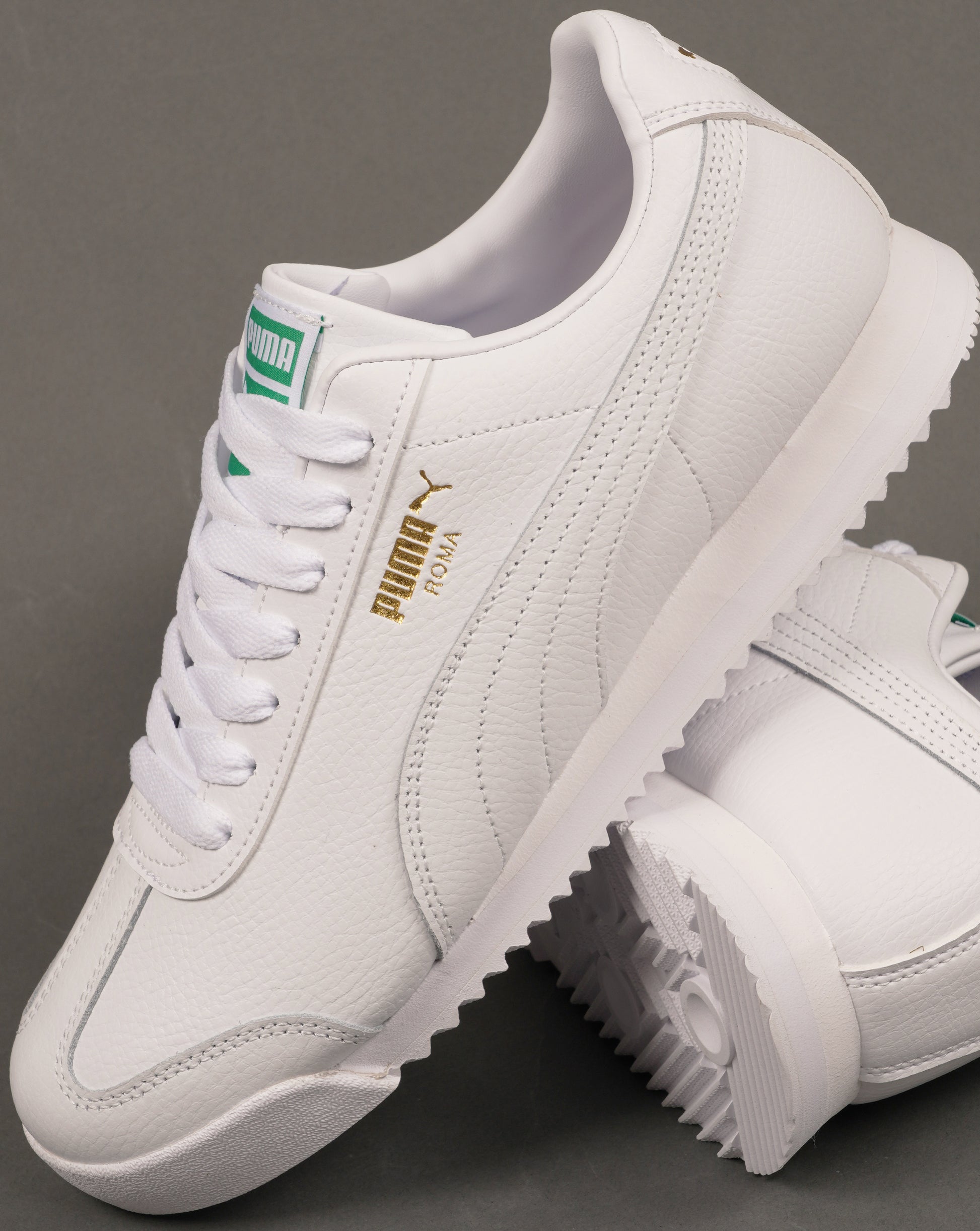 Puma Roma Leather Trainers White/Archive Green