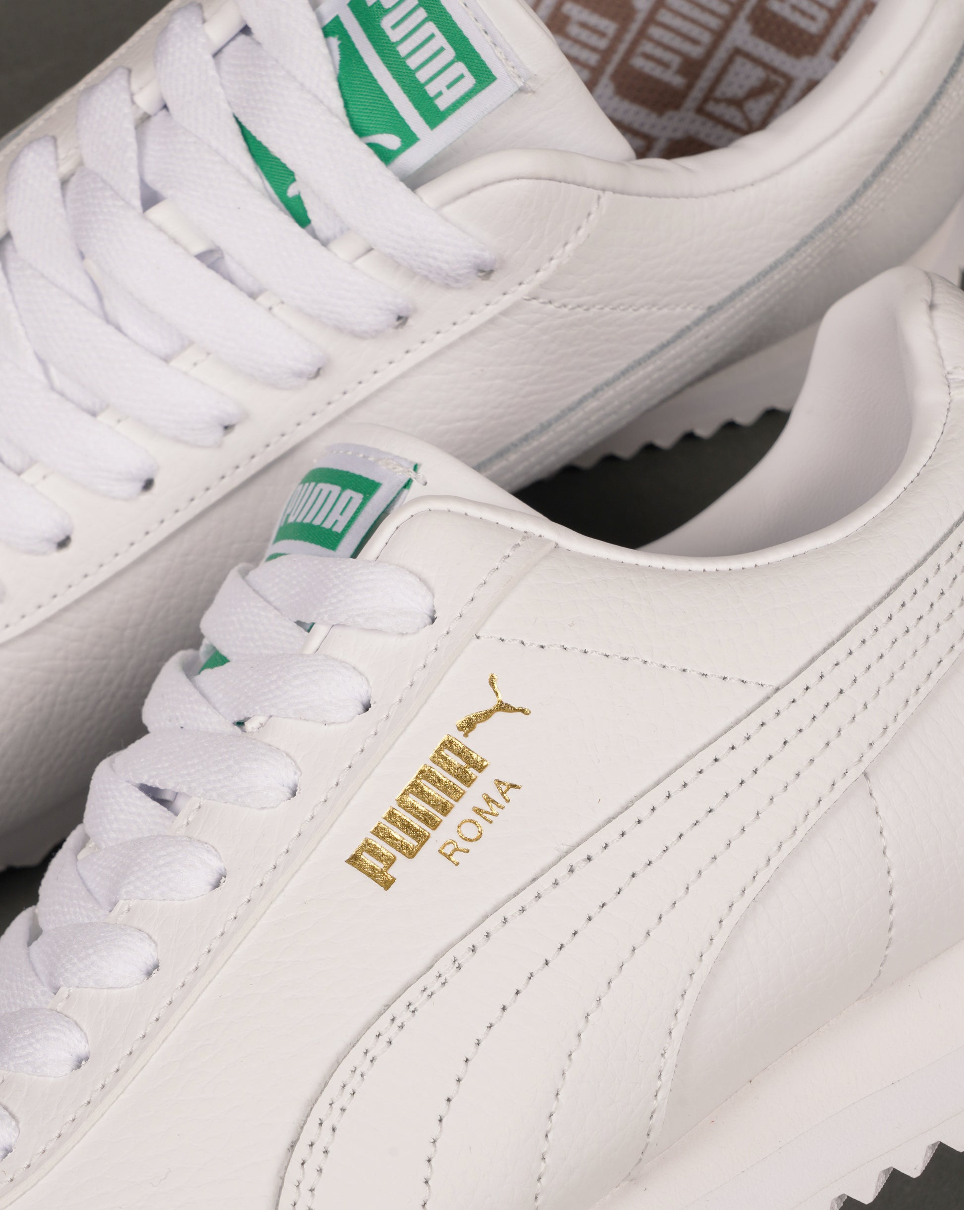 Puma Roma Leather Trainers White/Archive Green