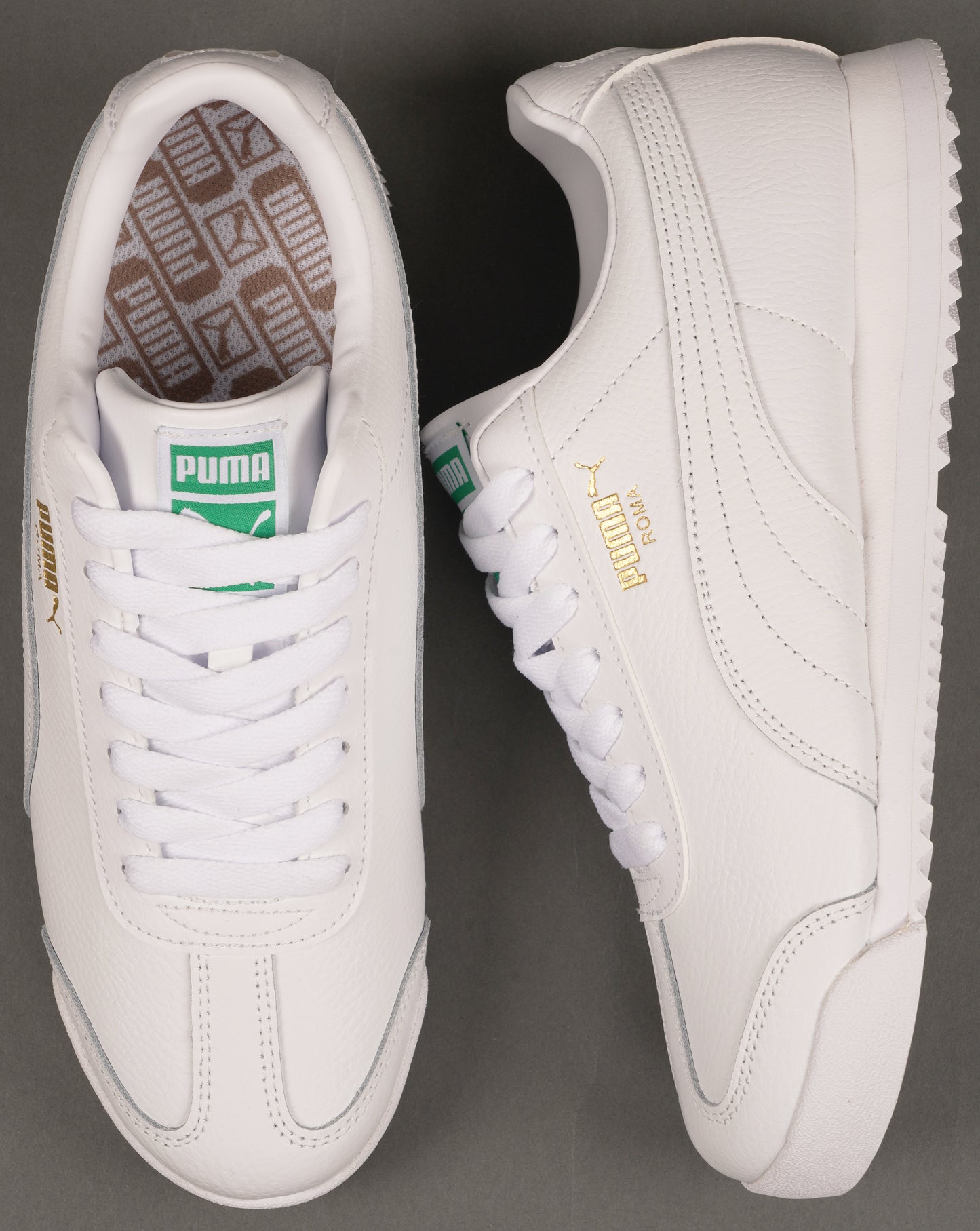 Puma Roma Leather Trainers White/Archive Green