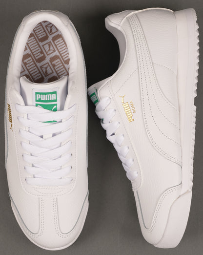 Puma Roma Leather Trainers White/Archive Green