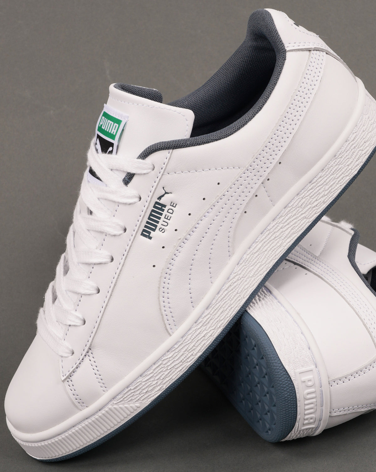 Puma Suede Leather Trainers White/Evening Blue