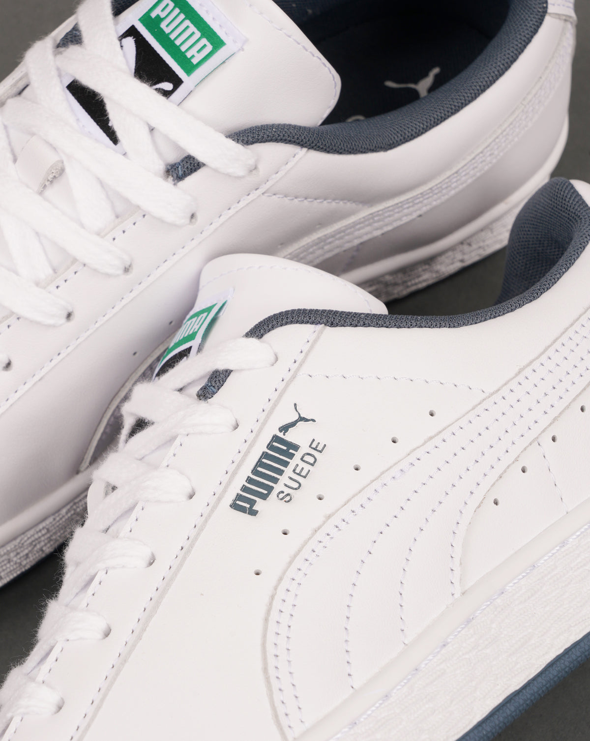 Puma Suede Leather Trainers White/Evening Blue