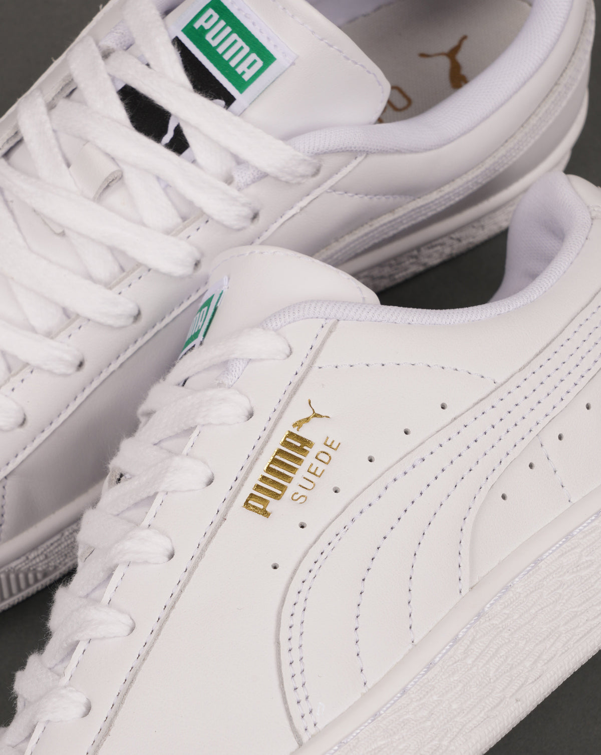 Puma Suede Leather Trainers White/Archive Green