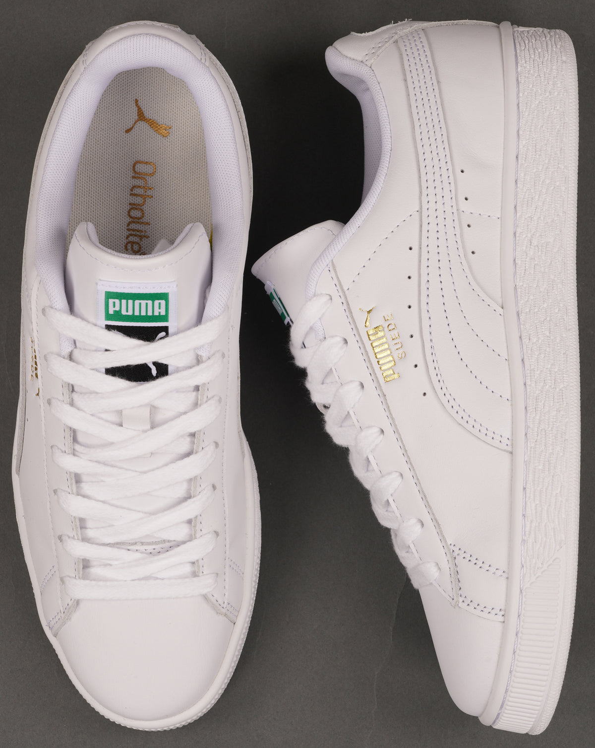 Puma Suede Leather Trainers White/Archive Green