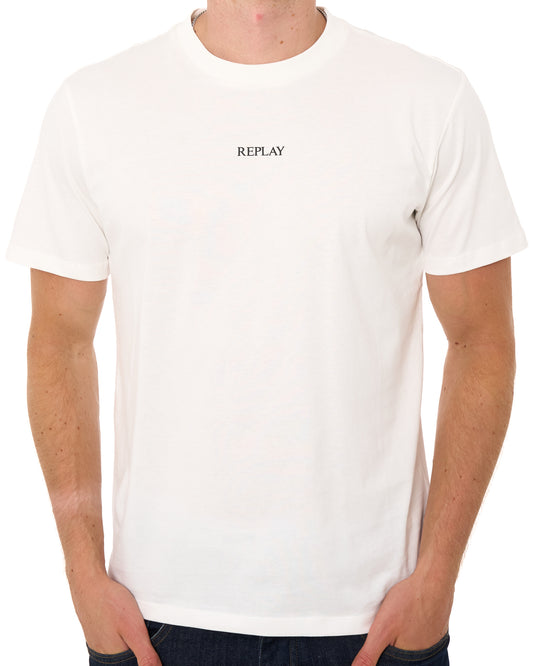 Replay Replay Logo T Shirt Natural White