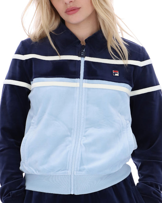 Fila Women Fila Vintage Giovana Velour Track Top Navy/Sky Blue