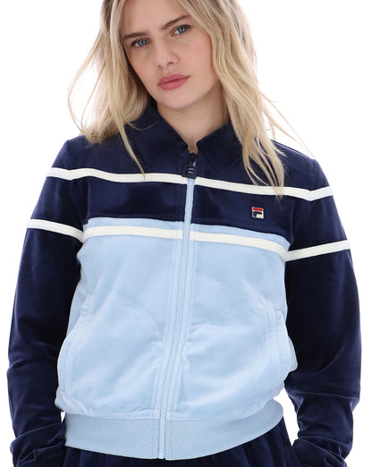Fila Vintage Giovana Velour Track Top Navy/Sky Blue