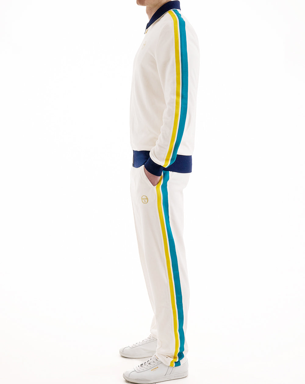 Sergio Tacchini Monte Velour Track Top Gardenia/Navy Blue