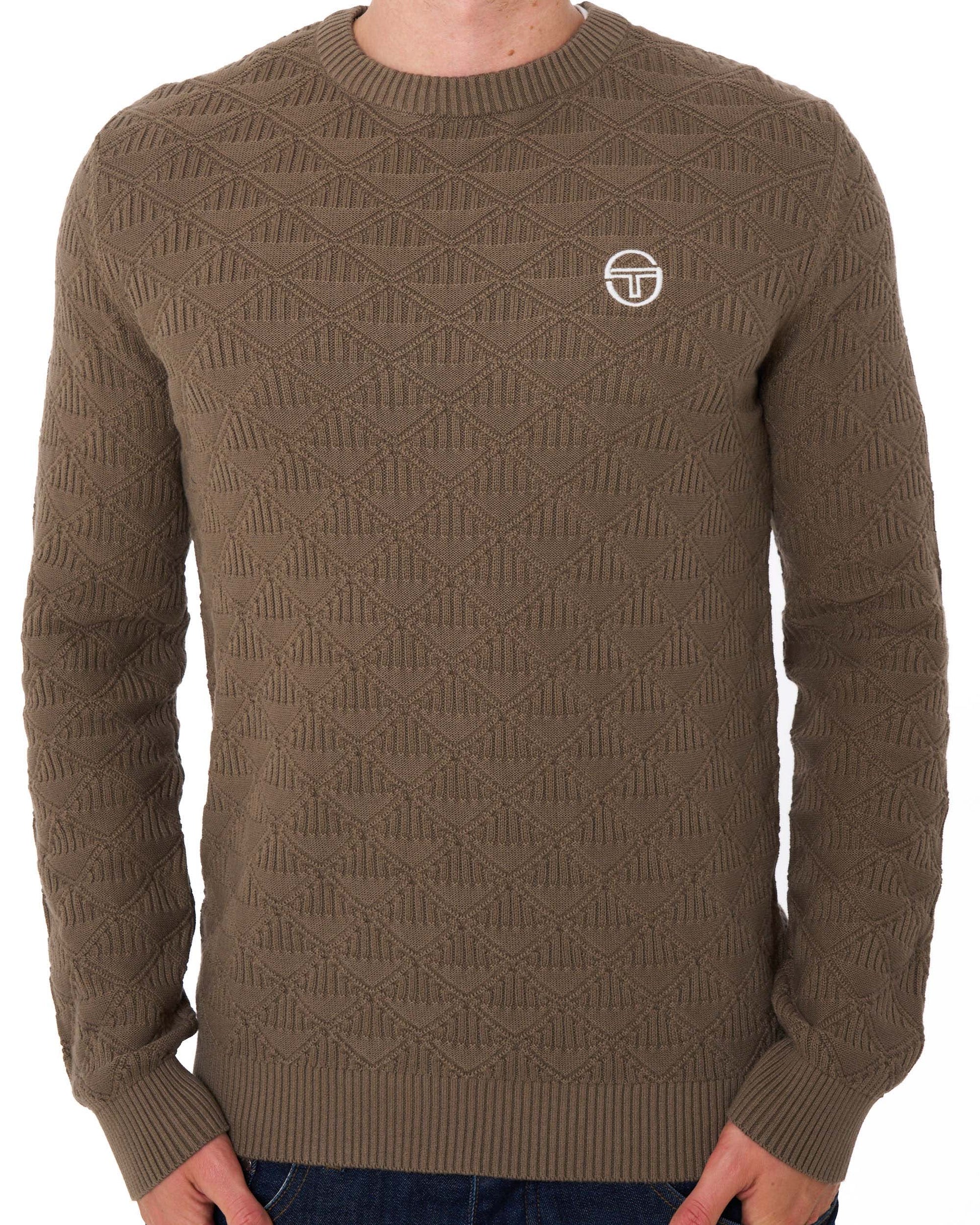 Sergio Tacchini New Berto Jacquard Crew Knit Jumper Light Brown