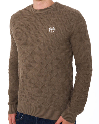 Sergio Tacchini New Berto Jacquard Crew Knit Jumper Light Brown