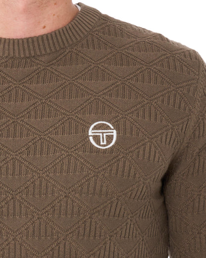 Sergio Tacchini New Berto Jacquard Crew Knit Jumper Light Brown