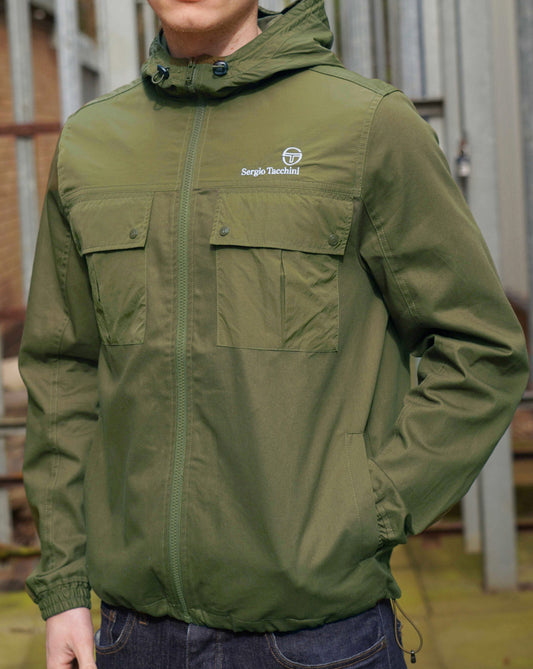 Sergio Tacchini Mixed Fabric Jacket Dark Olive