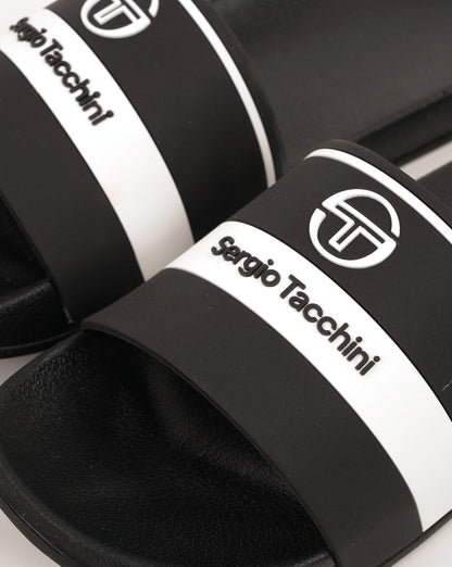 Sergio Tacchini Caspio Pool Sliders Black/White