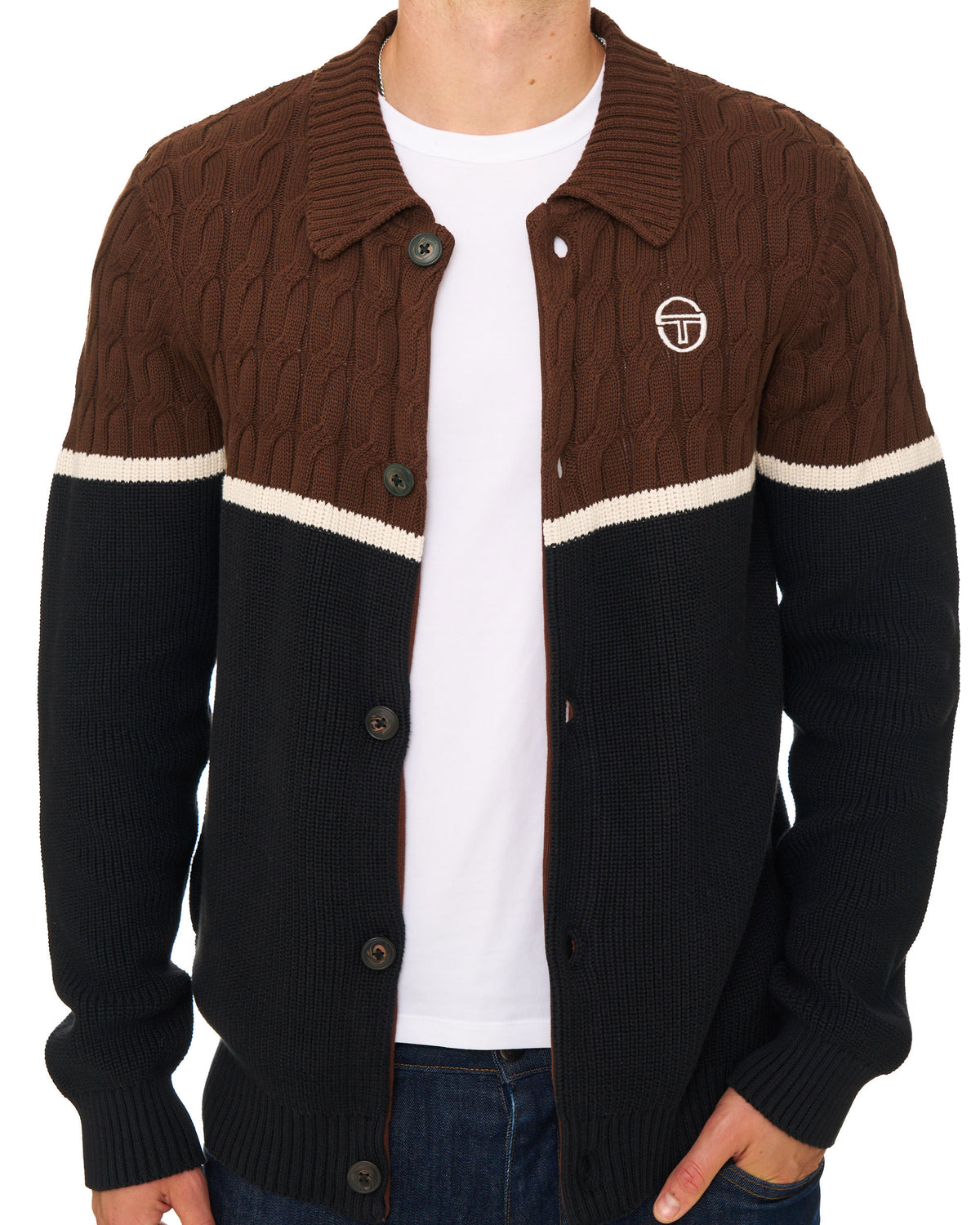 Sergio Tacchini Corte Knitted Cardigan Brown/Black