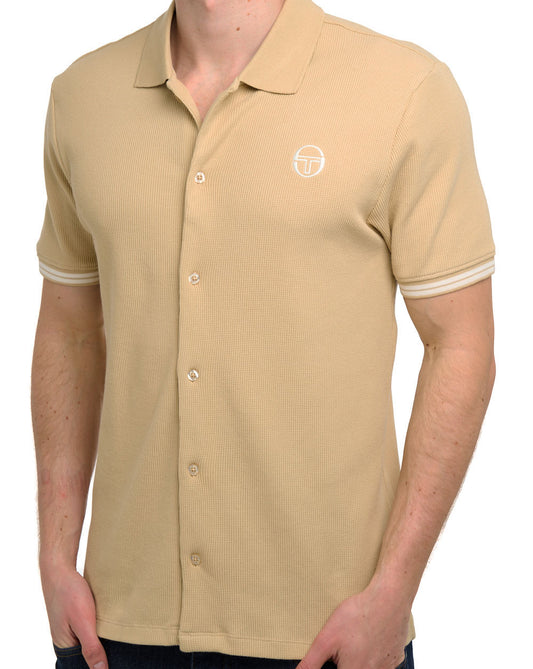 Sergio Tacchini Sergio Tacchini Court Full Button Polo Shirt Sand