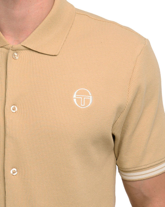 Sergio Tacchini Sergio Tacchini Court Full Button Polo Shirt Sand
