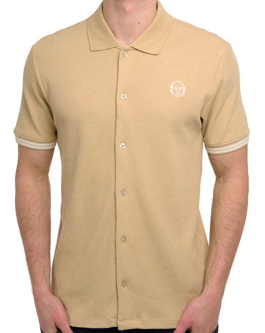 Sergio Tacchini Sergio Tacchini Court Full Button Polo Shirt Sand