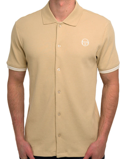 Sergio Tacchini Court Full Button Polo Shirt Sand