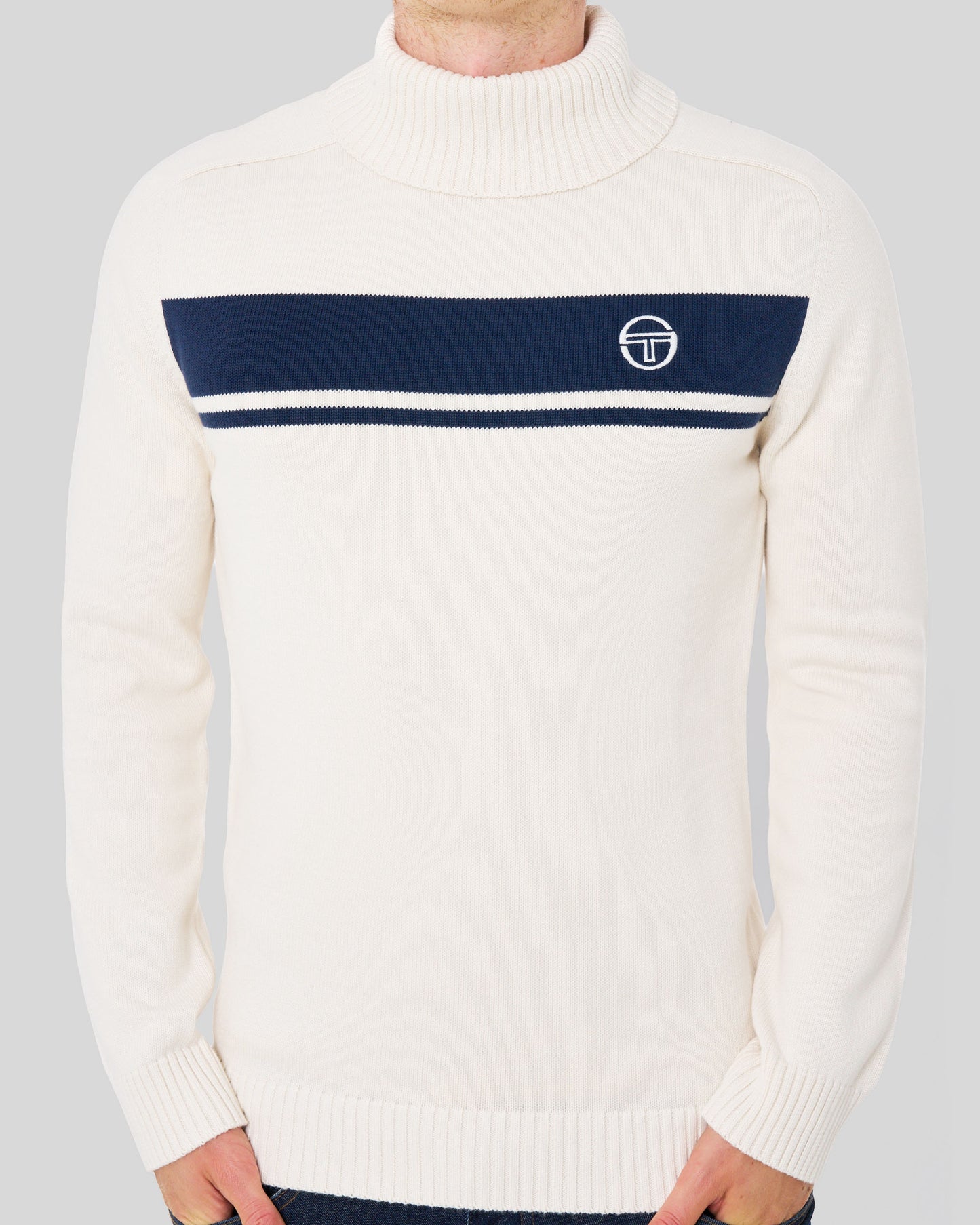 Sergio Tacchini Masters Rollkragenstrick Ecru Navy
